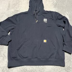 Carhartt Hoodie Mens 2XL Relaxed Rain Defender Force Blue Workwear Sweatshirt